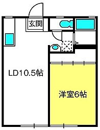 二見パナハイツ 1LDKの間取図画像