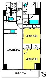 GRANCOURTYONO 2LDKの間取図画像