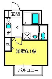 イーグル与野本町B 1Kの間取図画像