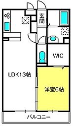 キャッスル西大宮 1LDKの間取図画像