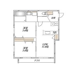 グランドゥールソレイユ浦和 2LDKの間取図画像