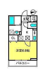 アマービレ 1Kの間取図画像