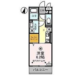 プレイヤード浦和 1Kの間取図画像