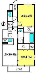 グランデ2 2LDKの間取図画像