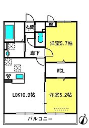 五反田ガーデン 2LDKの間取図画像
