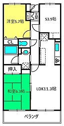 スターコート北浦和 2SLDKの間取図画像