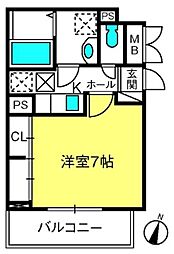 プロムナード・4 1Kの間取図画像