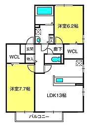 クレアシティさいたま 2LDKの間取図画像