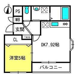 サンコート宮原 1DKの間取図画像