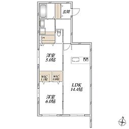 エスポワール大宮 2LDKの間取図画像