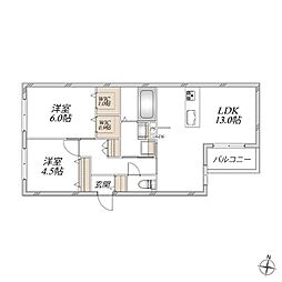 エスポワール大宮 2LDKの間取図画像