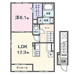 オルタンシア・チェーロ 1LDKの間取図画像