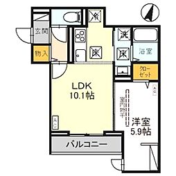 さいたま市浦和区針ヶ谷4丁目アパート 1LDKの間取図画像