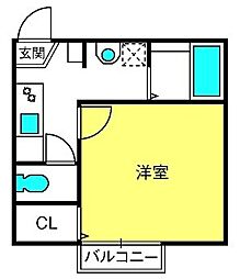 グランデ指扇 1Kの間取図画像