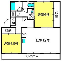 中根マンション 2LDKの間取図画像