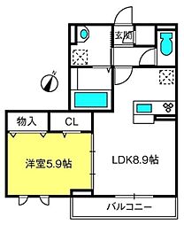パルクみつまめ 1LDKの間取図画像