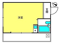 コーポ岸町 ワンルームの間取図画像