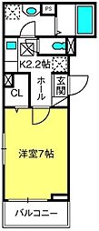 リッシュ・リヴィエール 1Kの間取図画像