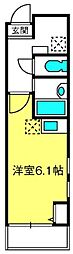 プルミエール塚越 ワンルームの間取図画像