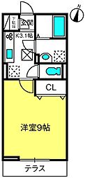 クレール西大宮 1Kの間取図画像