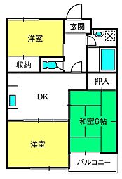 グリーンウッドA 3DKの間取図画像