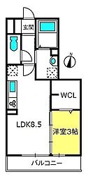 スカイシャイン 1LDKの間取図画像