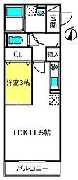 スカイシャイン 1LDKの間取図画像
