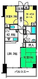 コスモ与野チェロード 2SLDKの間取図画像