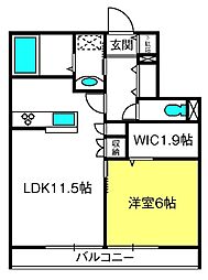 ミア・カーラ 1LDKの間取図画像