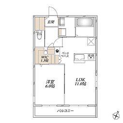 シャンテイーリオ 1LDKの間取図画像