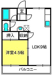 堀の内ハウス 1LDKの間取図画像