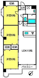 ディアコート参番館 3LDKの間取図画像