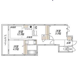 La Seine 2LDKの間取図画像