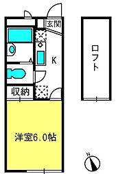 レオパレス花梨 1Kの間取図画像