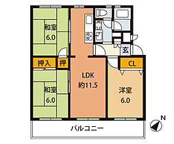 ライオンズマンション箕面G棟 3LDKの間取図画像