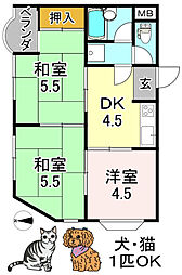 ライフ・ワーク葵 3DKの間取図画像