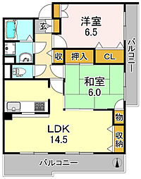 レジオン・ジュネッセ 2LDKの間取図画像