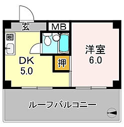 グレース平野 1DKの間取図画像