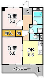 ロイヤルハイツメリー 2DKの間取図画像