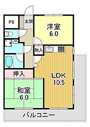 ヴェルデ瑞穂壱番館 2LDKの間取図画像
