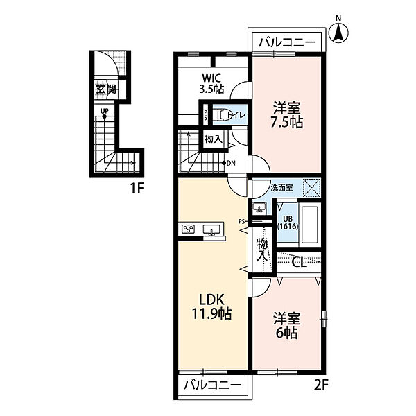 キャトル・セゾン 202｜愛知県丹羽郡扶桑町高雄(賃貸アパート2LDK・2階・66.71㎡)の写真 その2