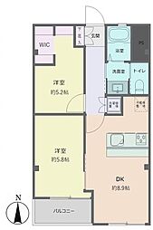 阿佐ヶ谷コーポラス 2DKの間取図画像