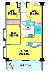 ダイアパレス東川口1 3LDKの間取図画像