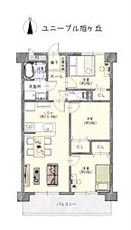 ユニーブル旭ヶ丘 3LDKの間取図画像