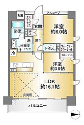 プレサンスロジェ伊丹ラヴィ 2LDKの間取図画像