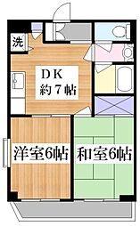グランジャルダン東松原 2DKの間取図画像