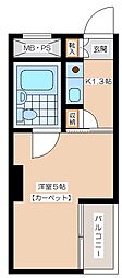 メゾン・ド・ヤマテ 1Kの間取図画像