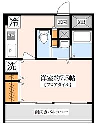 南平台ヒルス 1Kの間取図画像