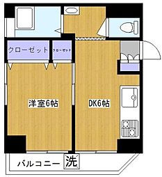北村ハイツ 1DKの間取図画像