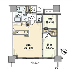 BRANZTOWERみなとみらい 2LDKの間取図画像